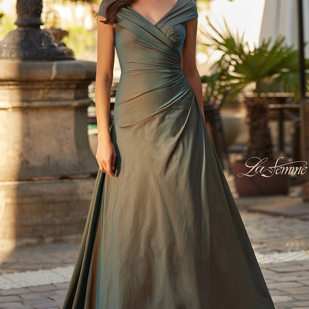 Long Formal Dress 33446 by La Femme Slate Blue / 14 Long Formal Dress 33446 by La Femme Slate Blue / 14