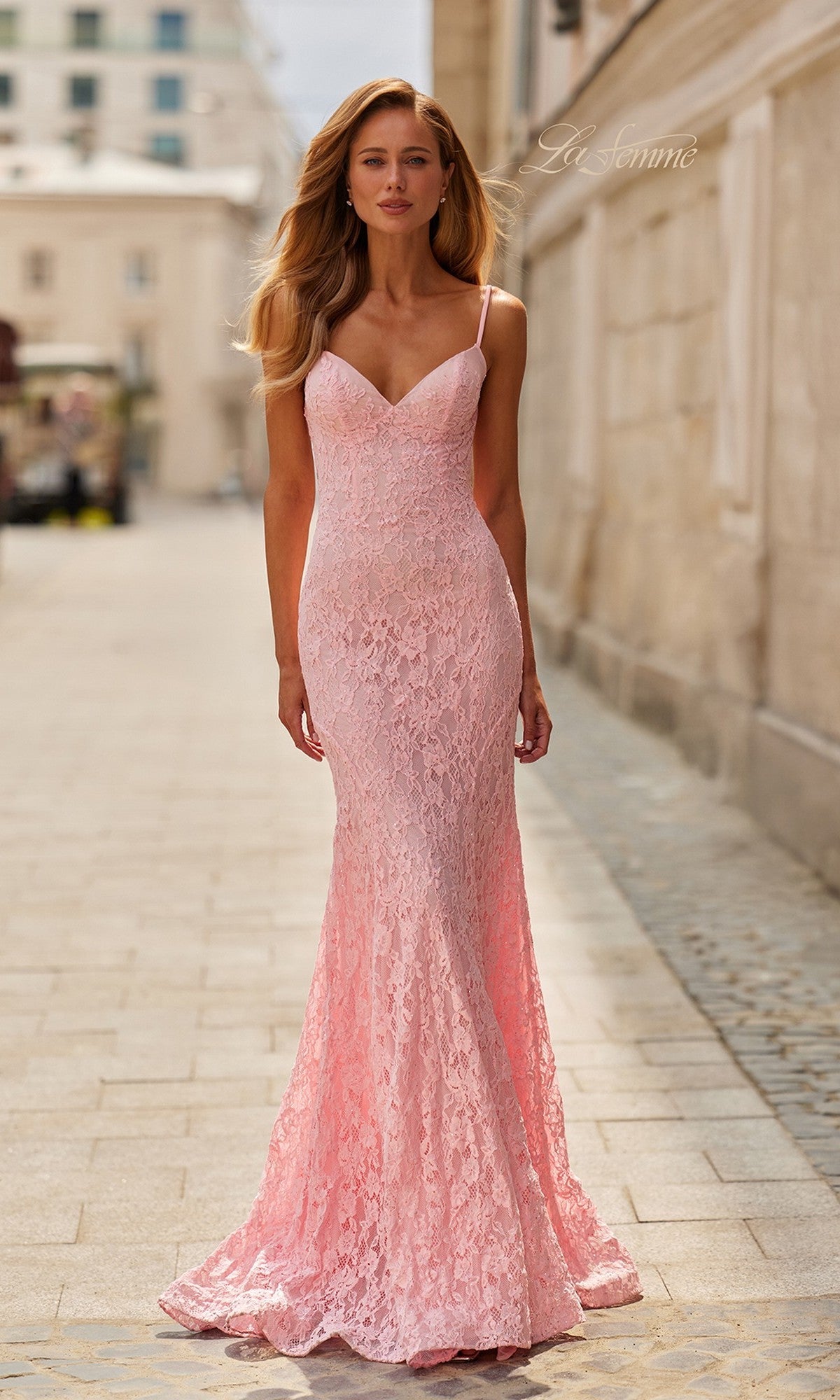 Baby Pink La Femme Long Prom Dress 33452 - Image