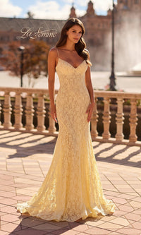 Pale Yellow La Femme Long Prom Dress 33452 - Image
