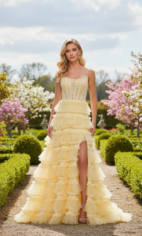 Pale Yellow La Femme Long Prom Dress 33493 - Image