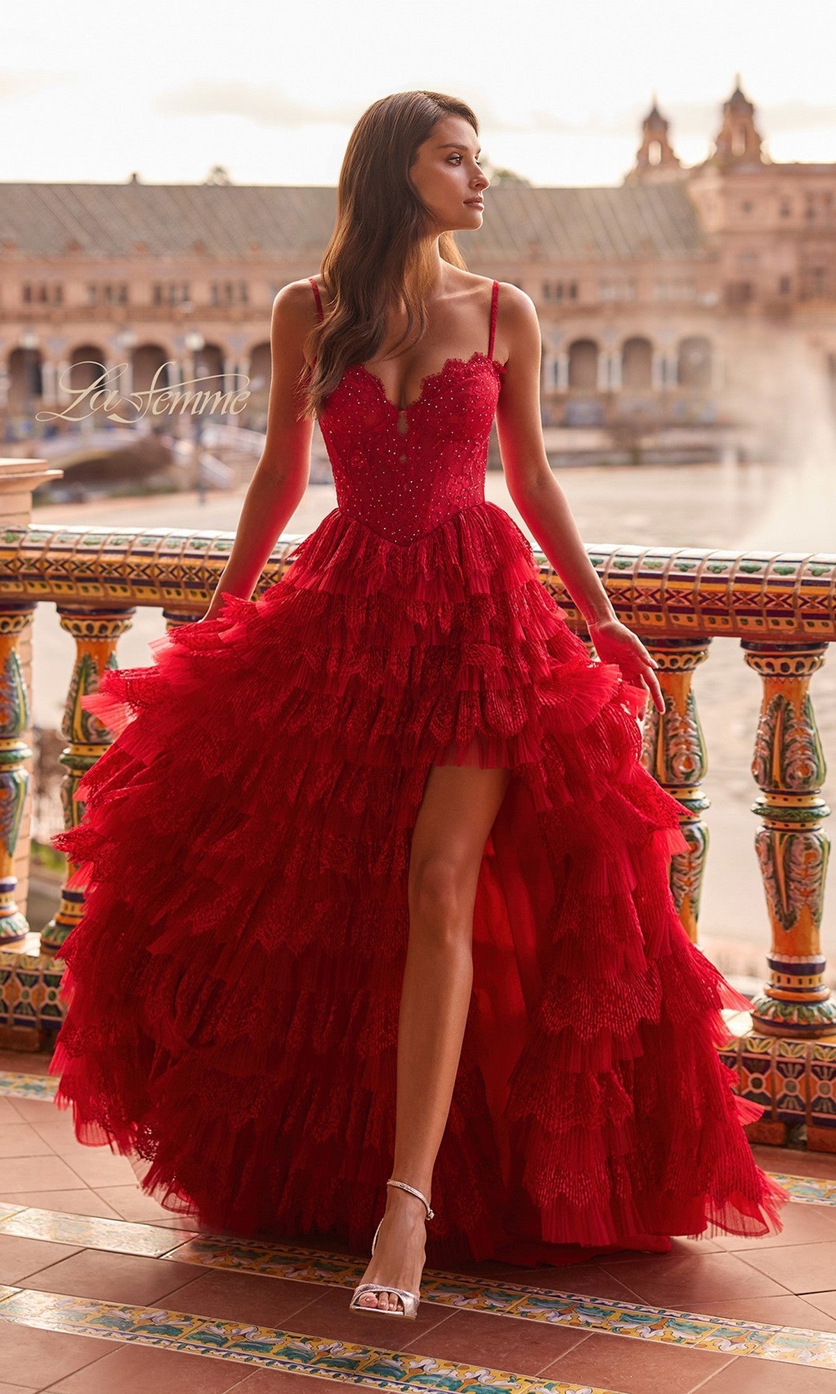 Red La Femme Long Prom Dress 33525 - Image