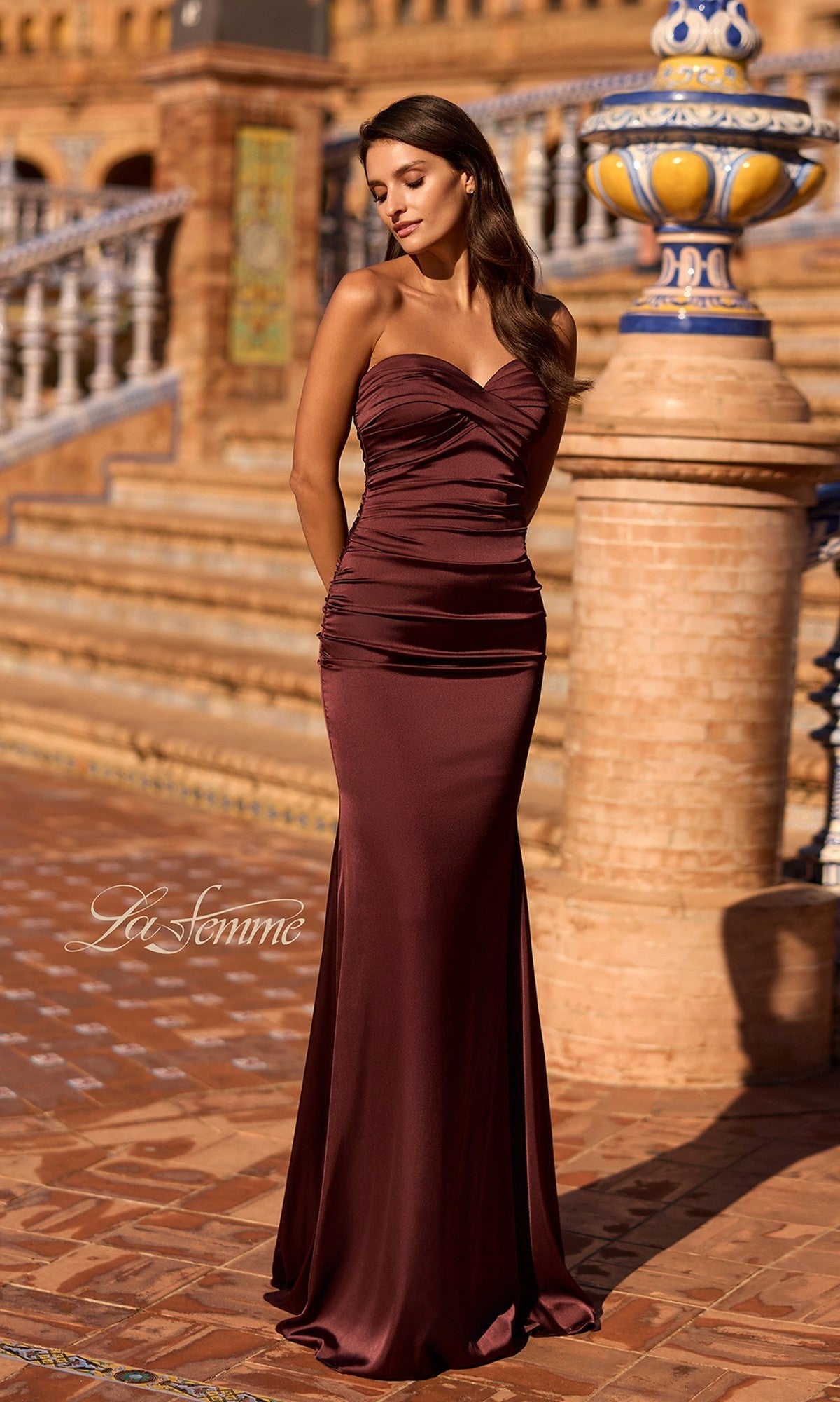 Chocolate La Femme Long Prom Dress 33531 - Image