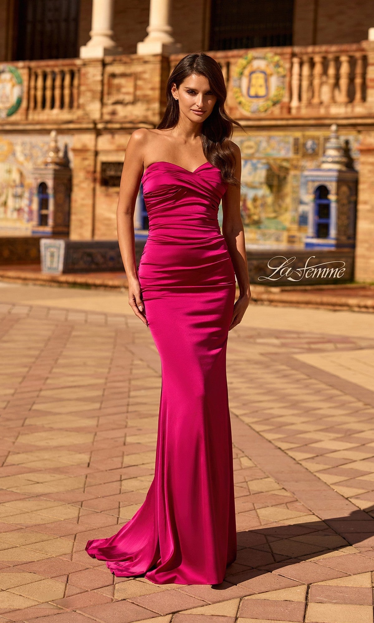 La Femme Dress 33531 - Raspberry La Femme Dress 33531 - Raspberry
