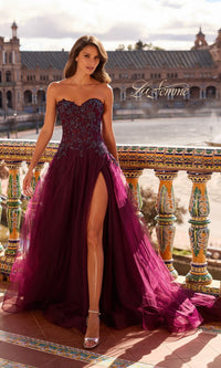 Dark Berry La Femme Long Prom Dress 33551 - Image