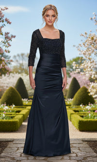 Navy La Femme Long Formal Dress 33659 - Image