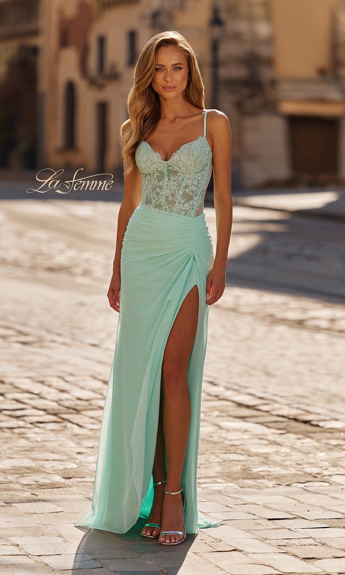 Light Mint La Femme Long Prom Dress 33661 - Image