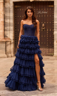 Marine Blue La Femme Long Prom Dress 33727 - Image