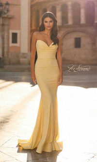 Pale Yellow La Femme Long Prom Dress 33864 - Image