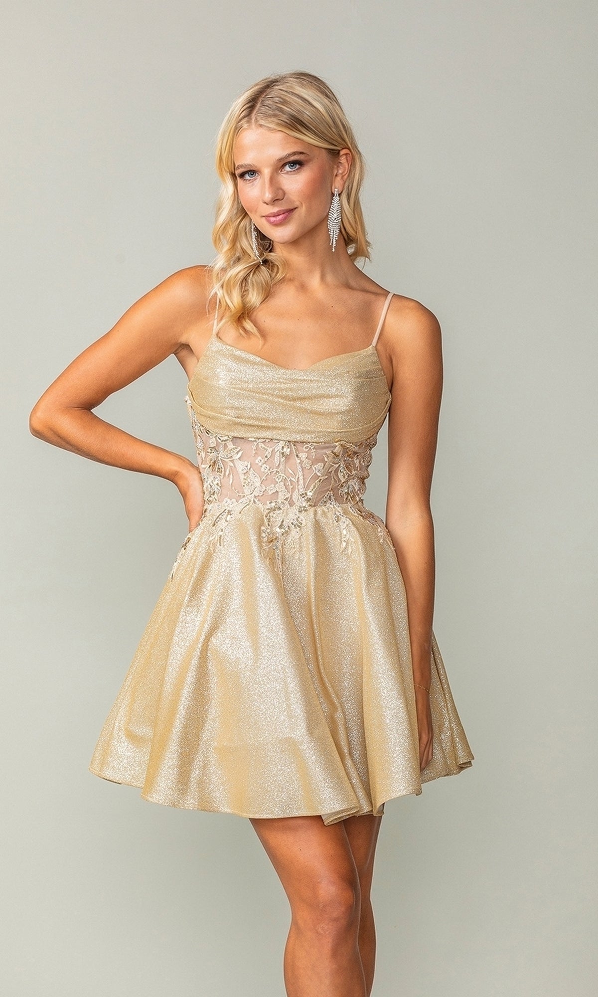 Champagne Dancing Queen Short Party Dress 3386