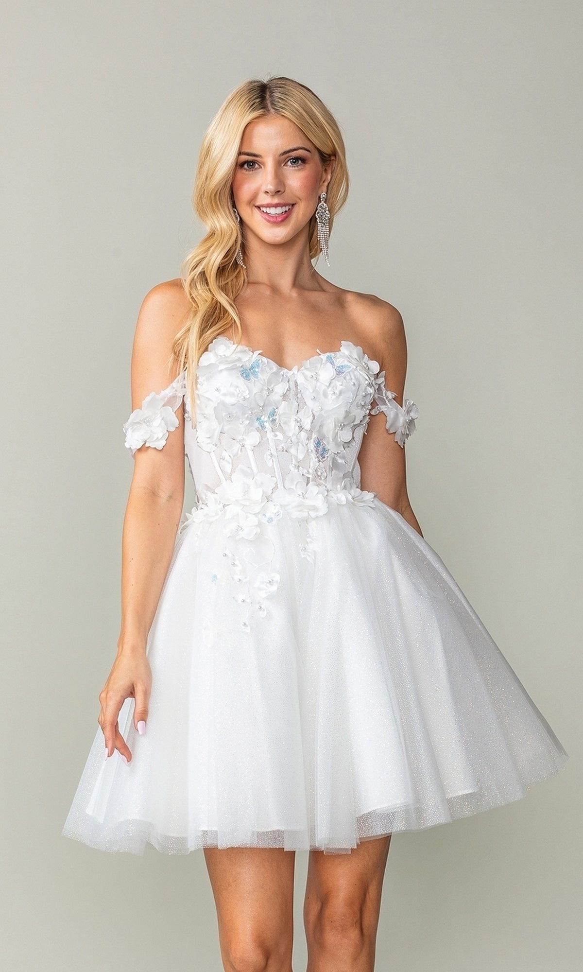 Off White Dancing Queen Short Party Dress 3388