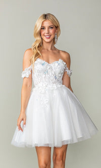 Off White Dancing Queen Short Party Dress 3388