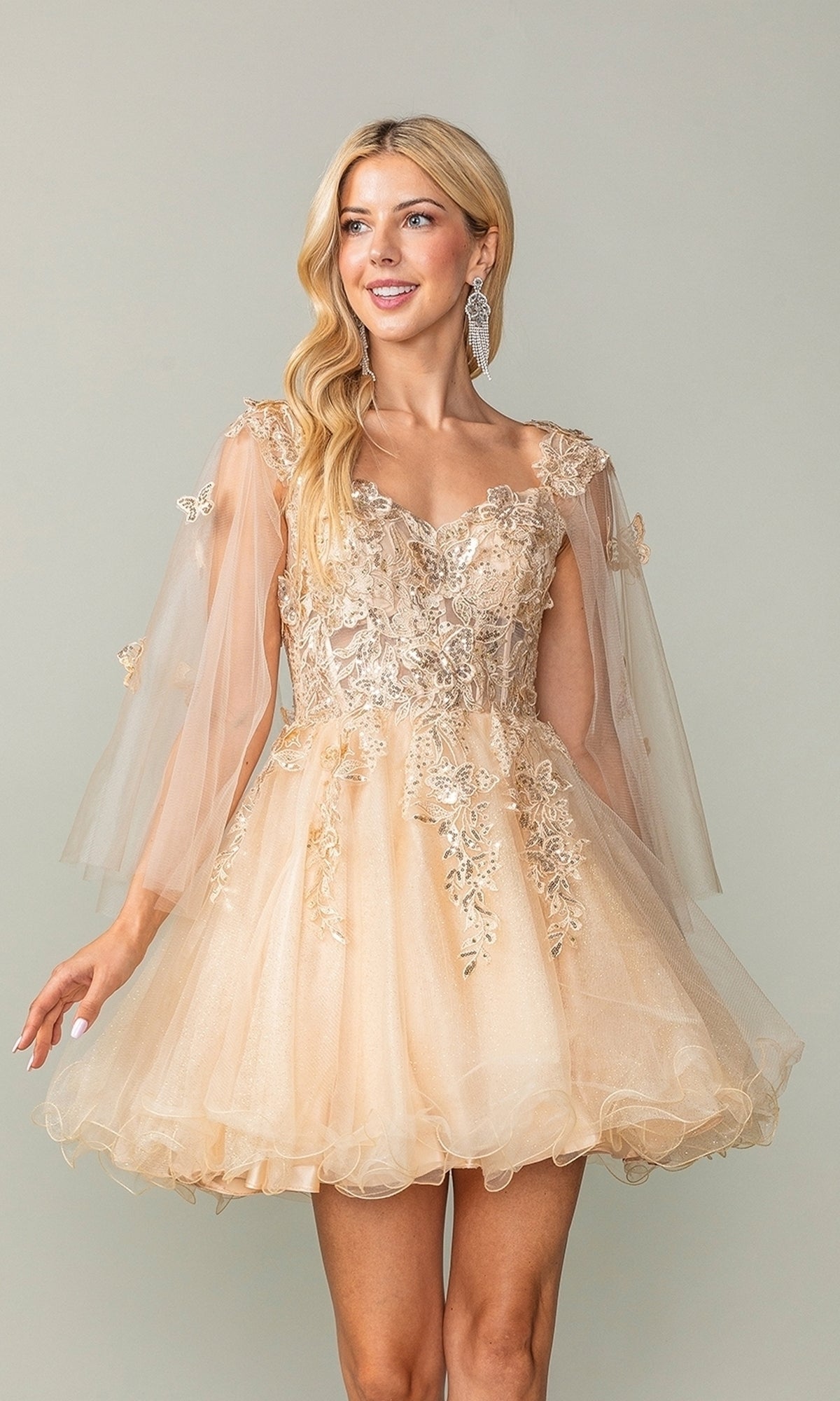 Champagne Dancing Queen Short Party Dress 3393