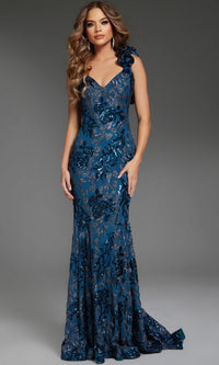 Slate Jovani Long Formal Dress 37634