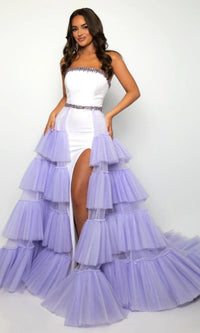 White/Lilac Ava Presley Long Formal Dress 38334 - Image