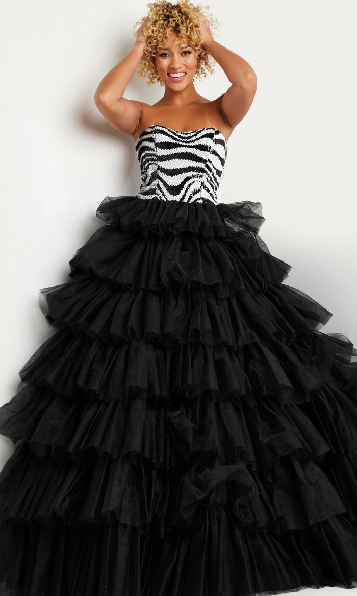 Black/White Formal Long Dress 38360 by Jovani