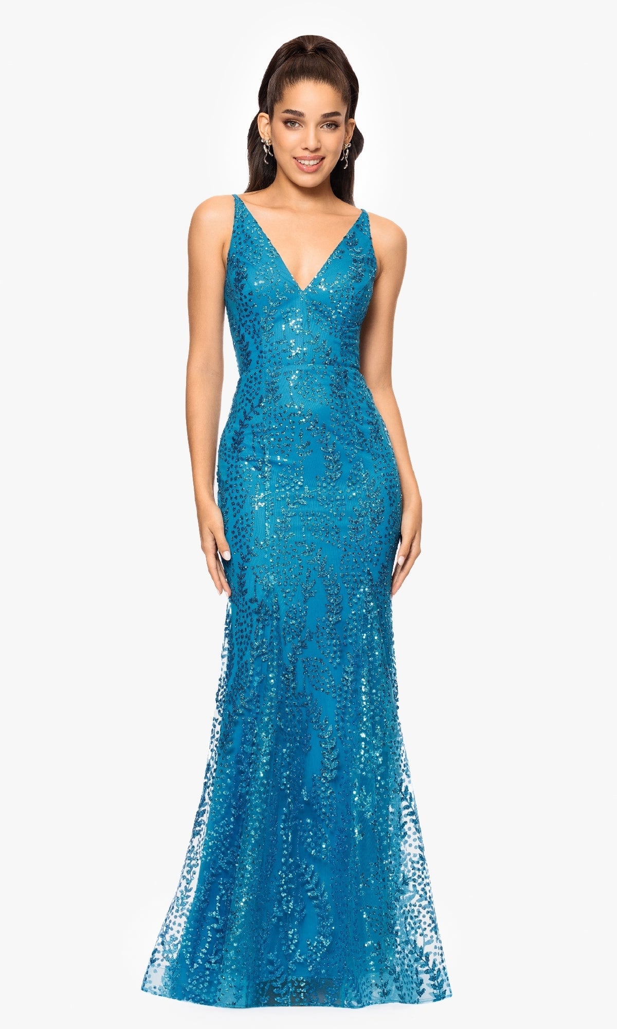 Long Formal Dress 3878bn by Blondie Nites Aqua / 9 Long Formal Dress 3878bn by Blondie Nites Aqua / 9