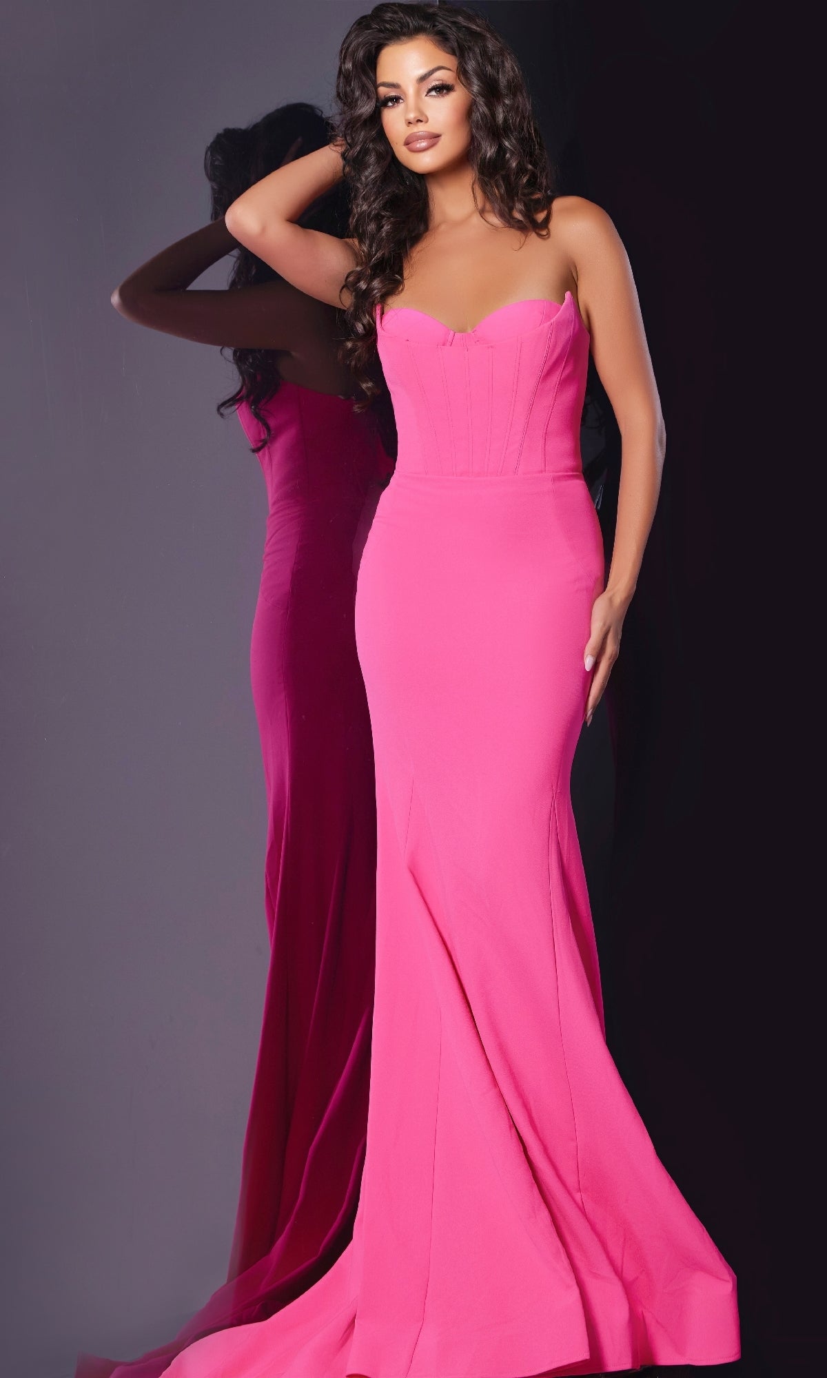 Hot Pink Jovani Long Formal Dress 38974