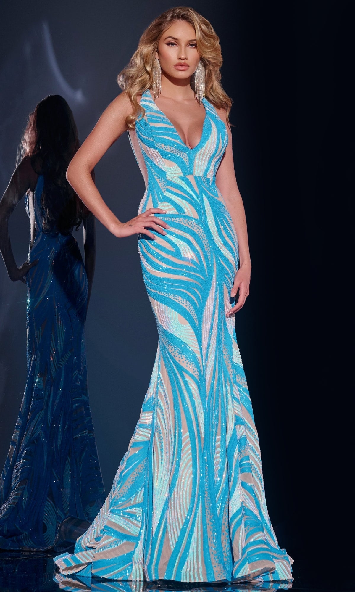 Jovani 39232 Prom Dress - Coral/Iridescent-White | NewYorkDress Jovani 39232 Prom Dress - Coral/Iridescent-White | NewYorkDress