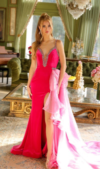Fuchsia/Light Pink Ava Presley Long Formal Dress 39556