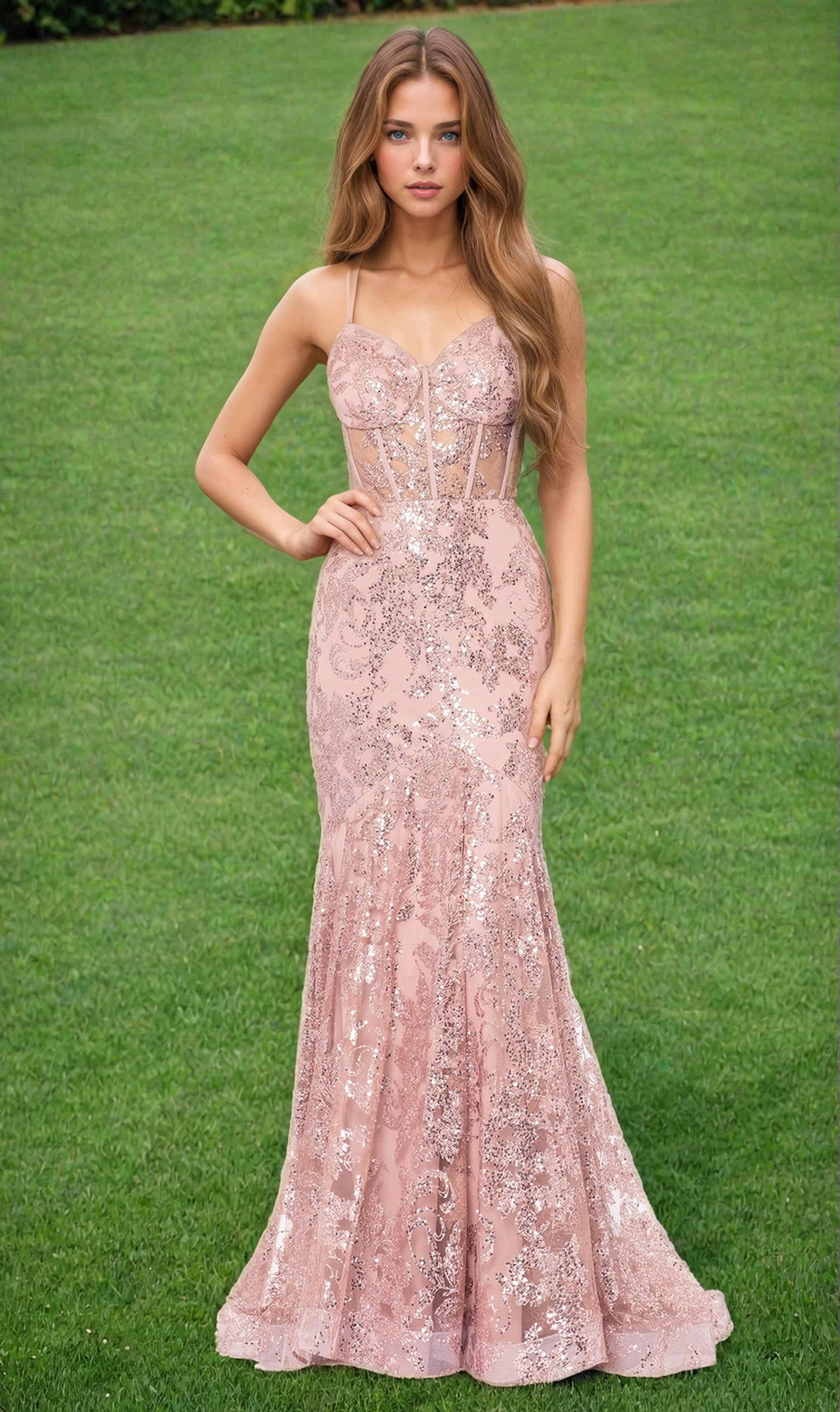 Long Formal Dress 3960bn-2 by Blondie Nites Rose / 15 Long Formal Dress 3960bn-2 by Blondie Nites Rose / 15