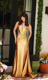 Gold Ava Presley Long Formal Dress 40011 - Image