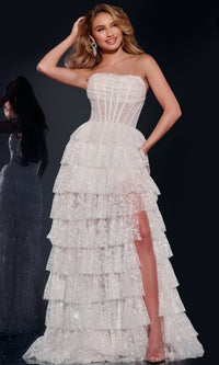 Off White Jovani Long Formal Dress 40031 - Image