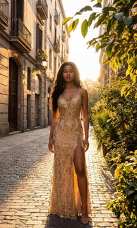 Champagne Chicas Long Formal Dress 4028