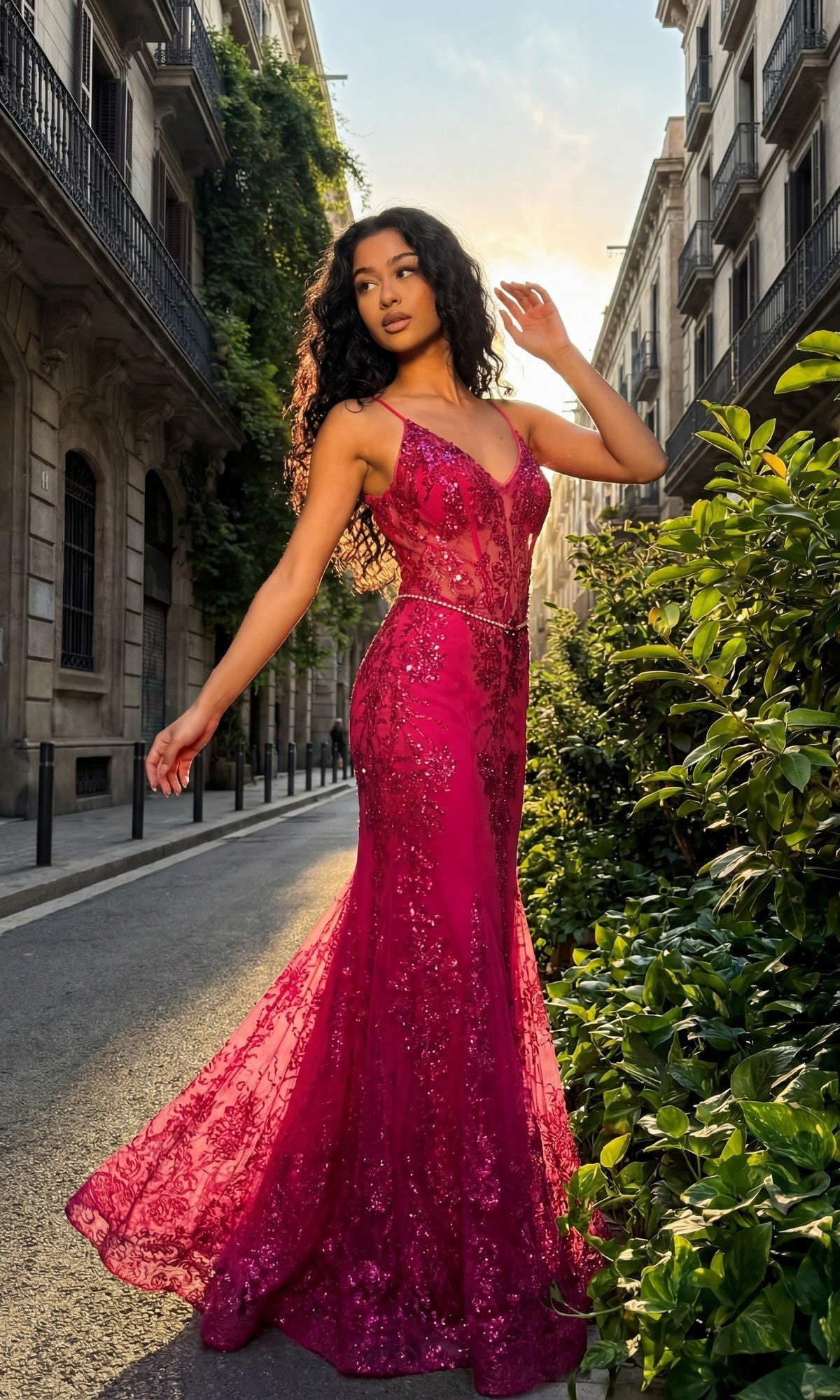 Fuchsia Chicas Long Formal Dress 4030