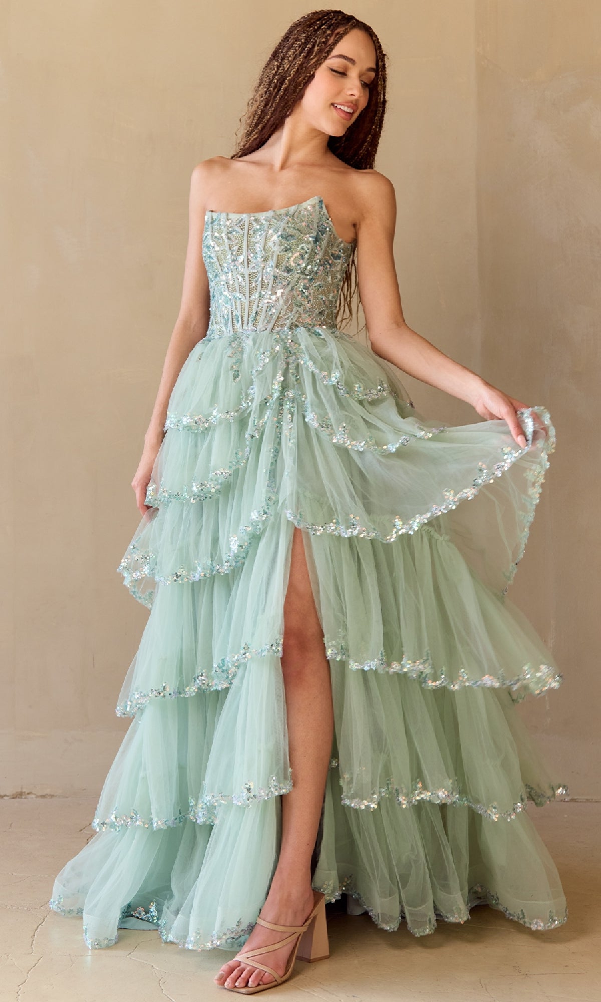 Sage Amelia Couture Long Formal Dress 4033
