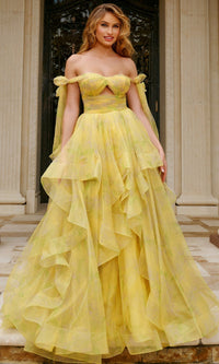 Yellow/Print Jovani Long Formal Dress 40400 - Image