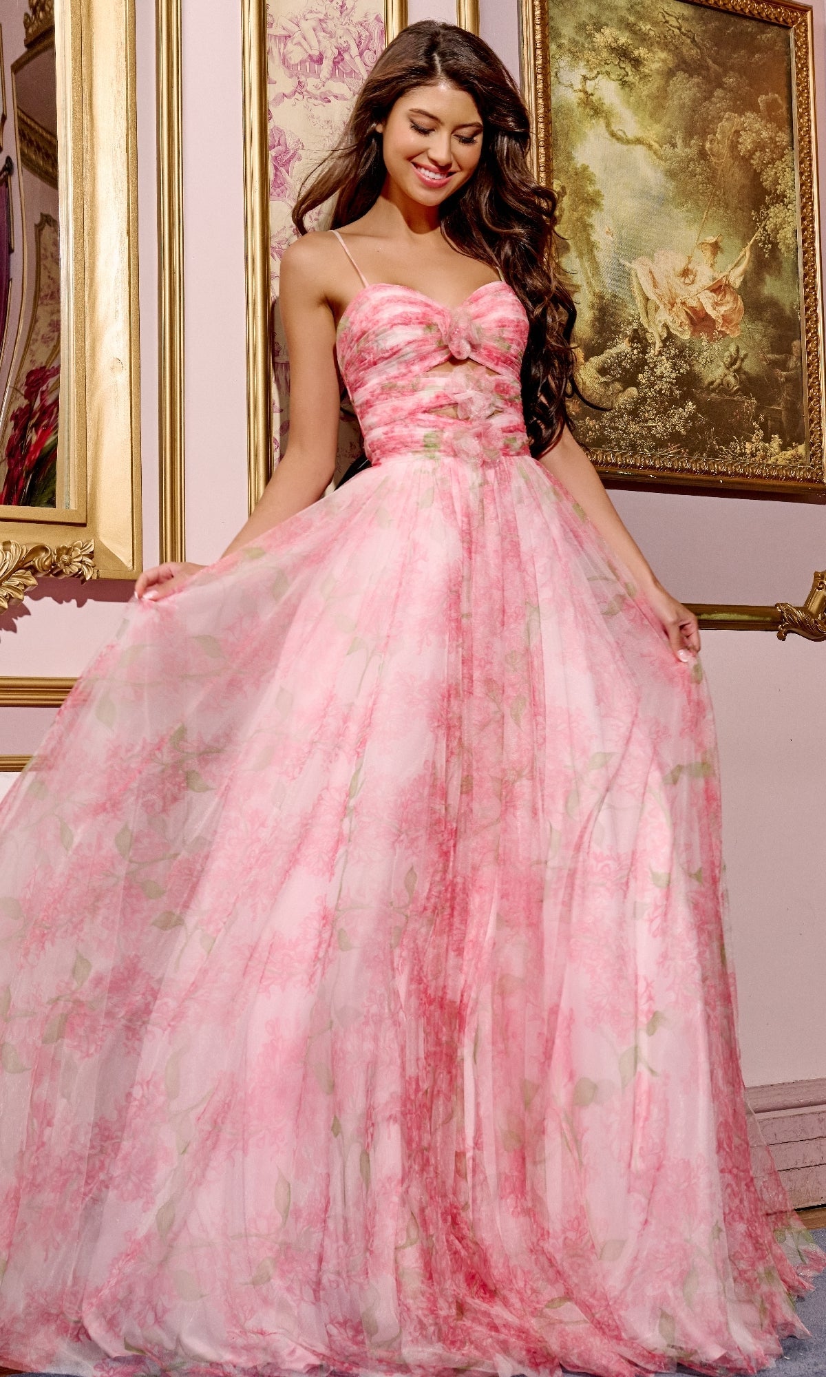 Red Print Jovani Long Formal Dress 40402