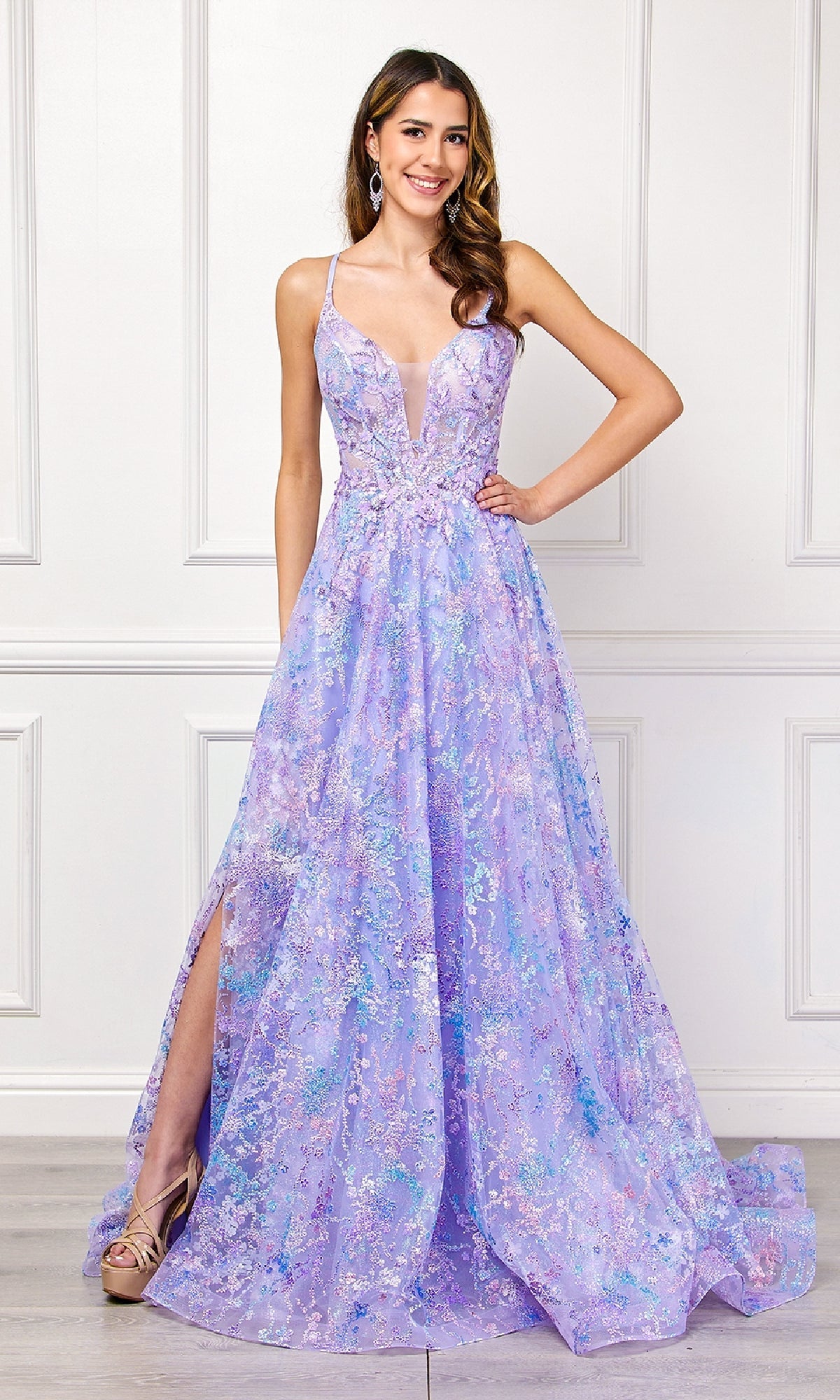 Lilac Amelia Couture Long Prom Dress 4050
