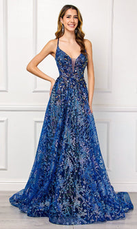 Navy Amelia Couture Long Prom Dress 4050