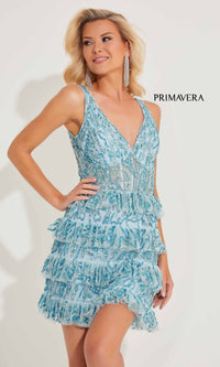 Light Blue Primavera Short Party Dress 4203