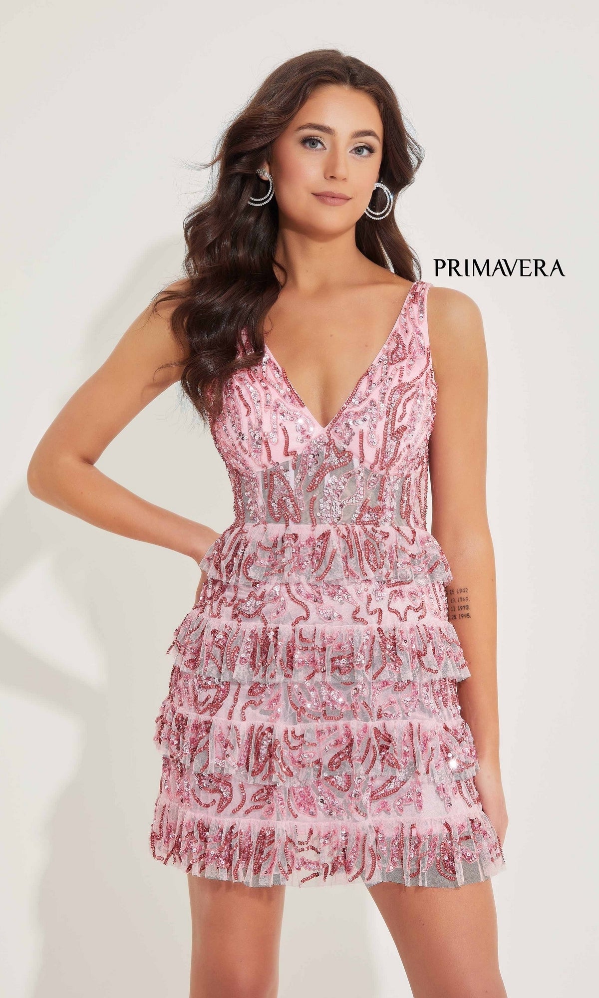 Pink Primavera Short Party Dress 4203