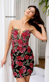 Black Multi Primavera Short Party Dress 4215