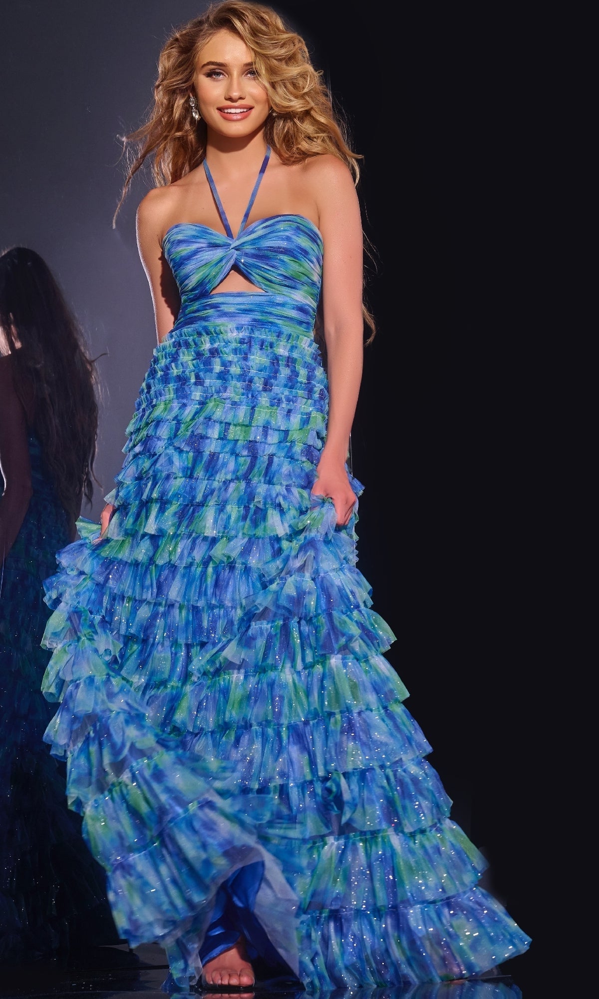 Royal/Multi Jovani Long Formal Dress 42182 - Image