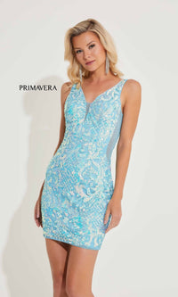 Crsytal Blue Primavera Short Party Dress 4218