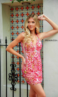 Pink Primavera Short Party Dress 4218