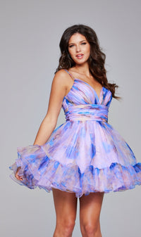 Blue/Print Jovani Short Party Dress 42200