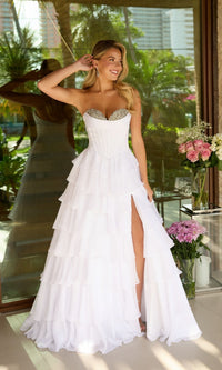White Ava Presley Long Formal Dress 42213 - Image