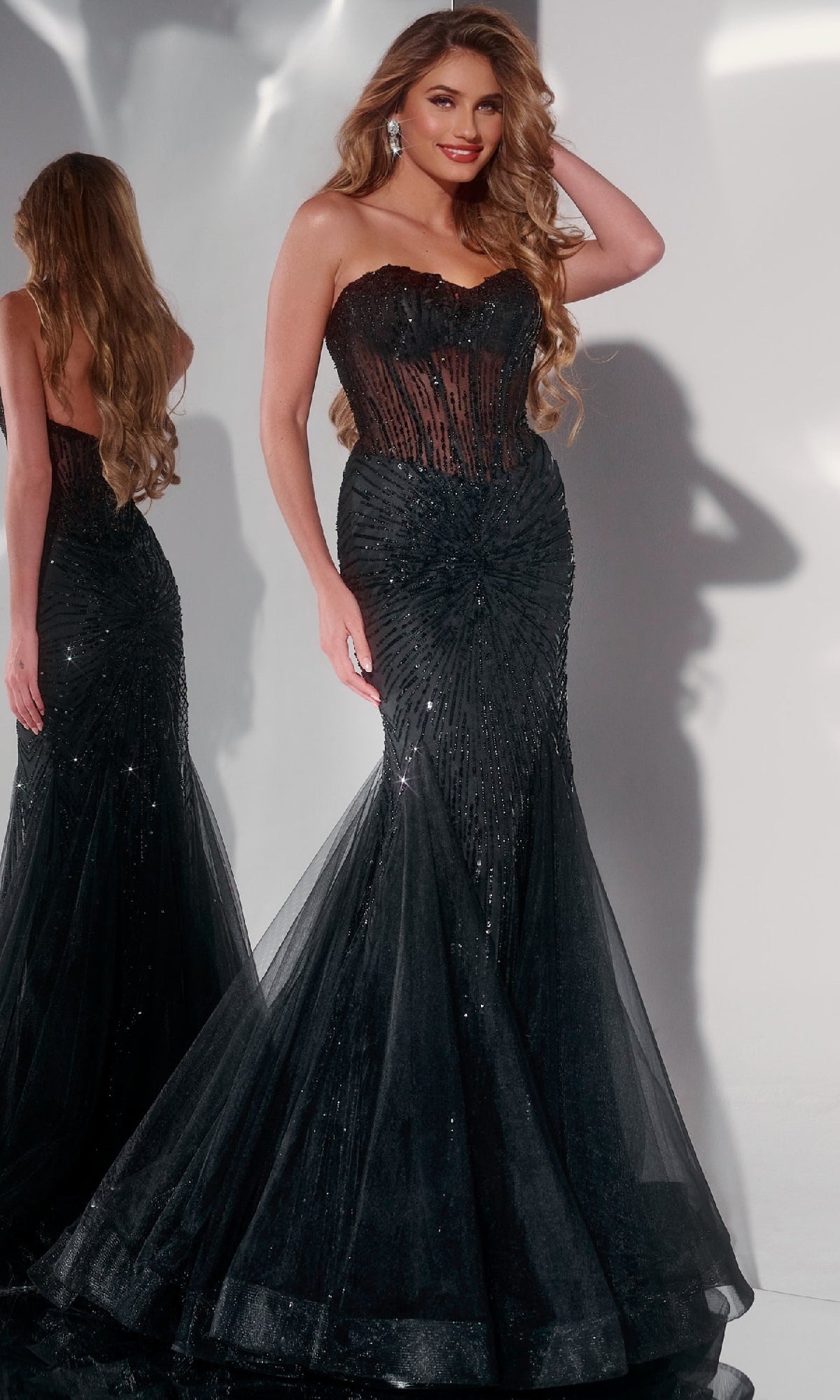 Black Jovani Long Formal Dress 42217 - Image