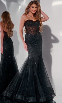 Black Jovani Long Formal Dress 42217 - Image