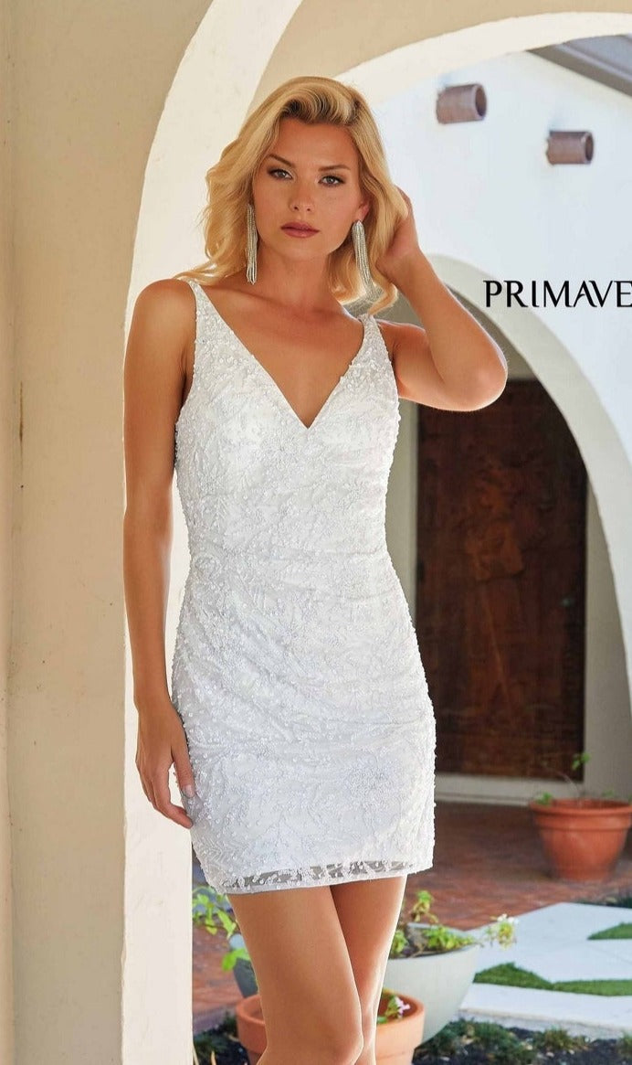 Ivory Primavera Short Party Dress 4225