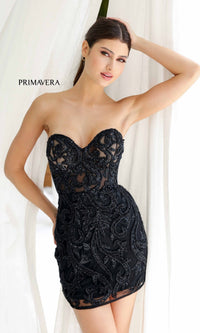 Black Primavera Short Party Dress 4227