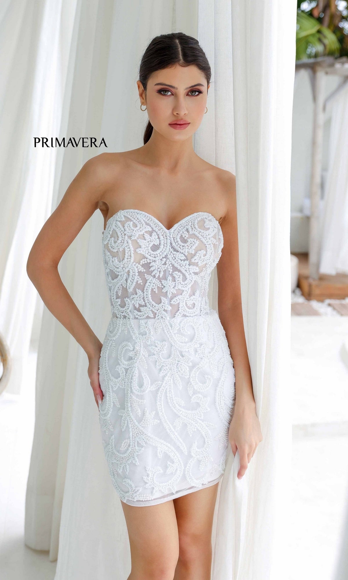 Ivory Primavera Short Party Dress 4227