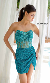 Teal Primavera Short Party Dress 4231