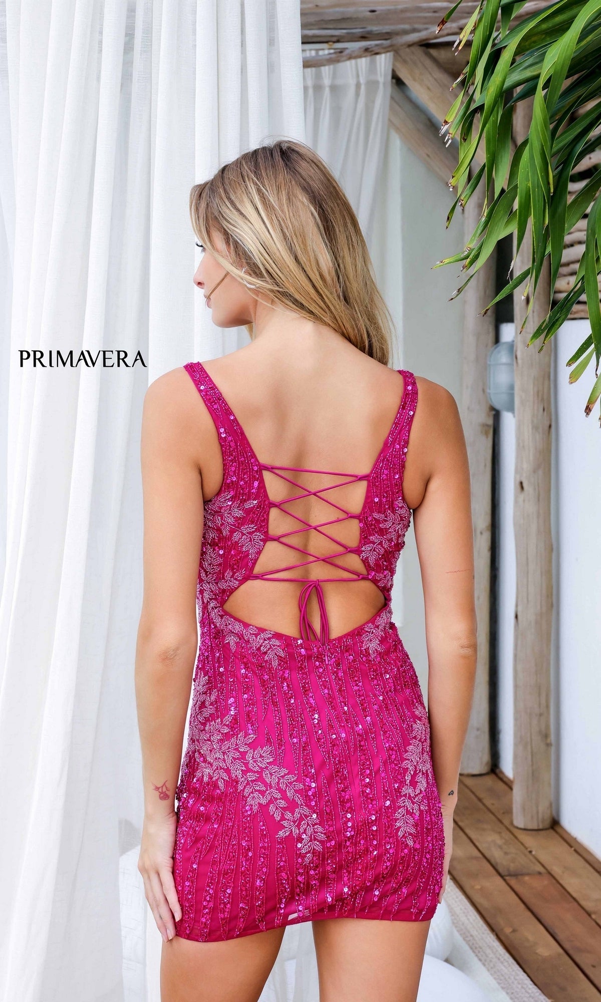Primavera 4232 Short Homecoming Dress Magenta / 6 Primavera 4232 Short Homecoming Dress Magenta / 6