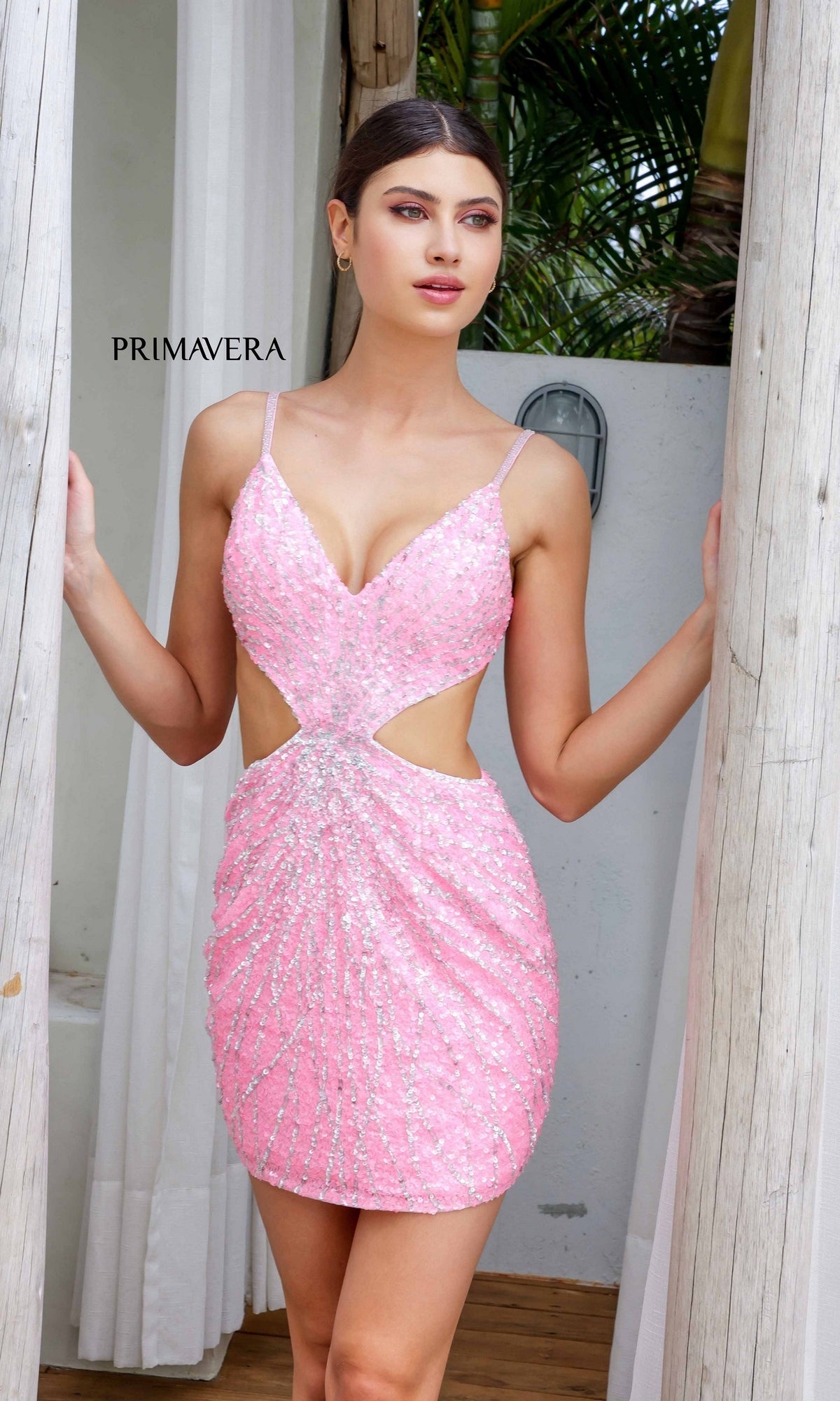 Pink Primavera Short Party Dress 4236