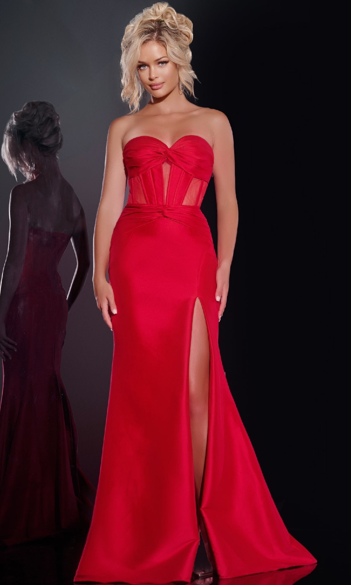 Red Jovani Long Formal Dress 42375 - Image